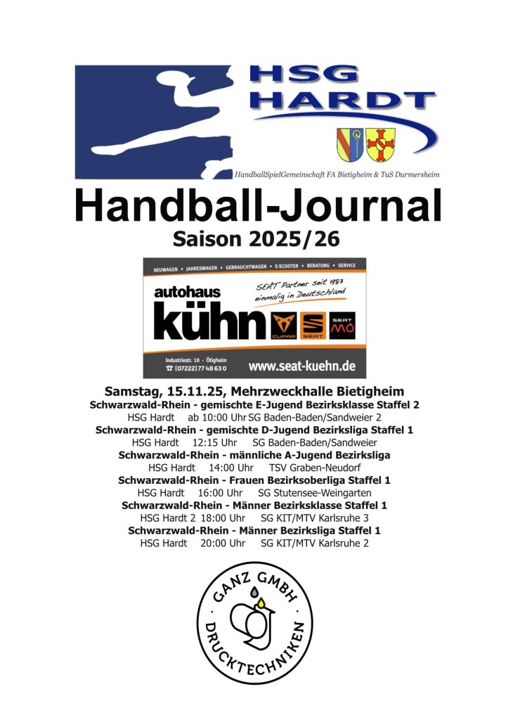 Das Handball-Journal zum Spieltag hier zum Download